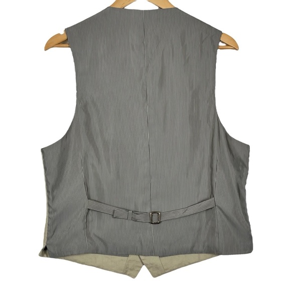Men’s 100% Linen Beige Suit Vest with Pinstripe Back – Size M - Picture 3 of 9